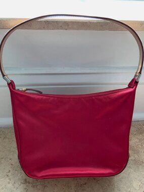 Kate Spade NY Red Nylon Mini Hobo Shoulder Bag Leather Base Y2K